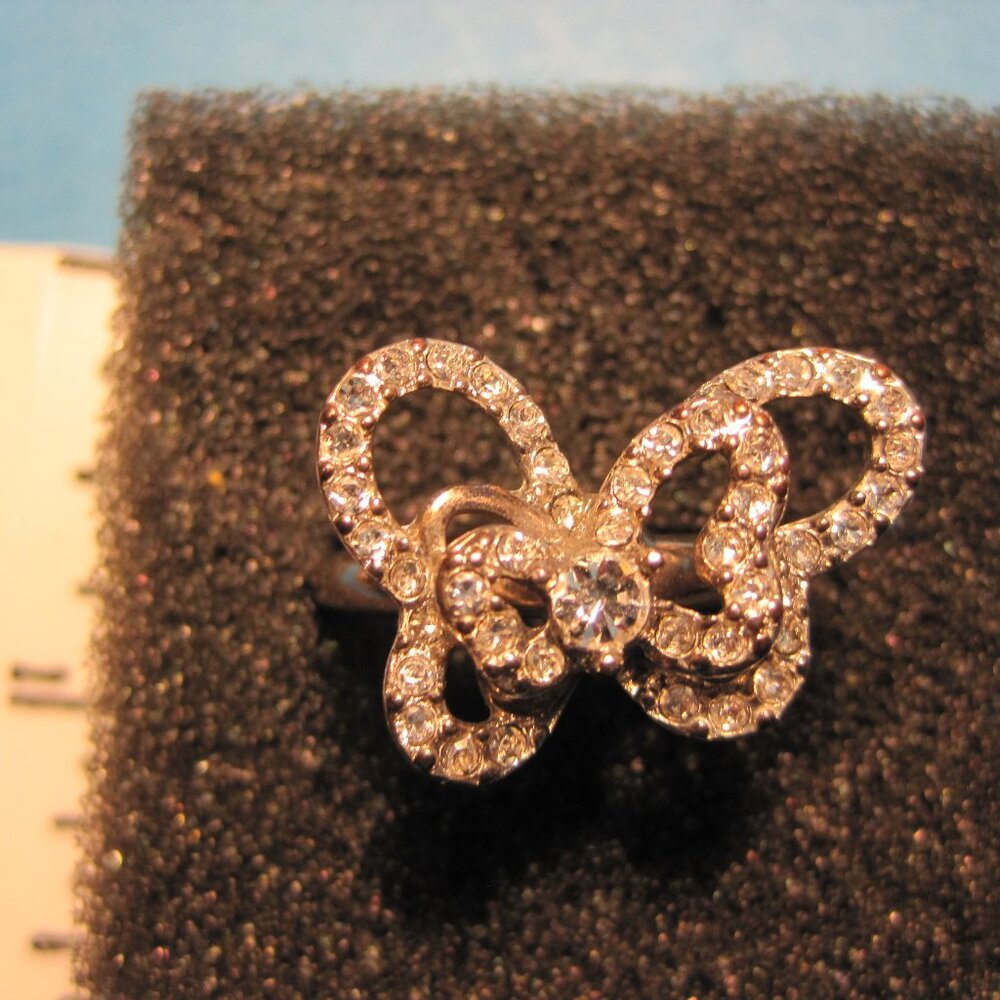 Vintage Avon Butterfly Shaped Ring w/Simulated Diamonds, Size 7.75
